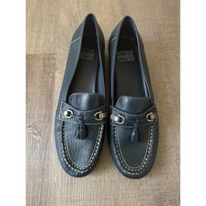 Mootsies Tootsies Leather Tassel Loafers Black Slip-On Classic Comfort Size 9.5M